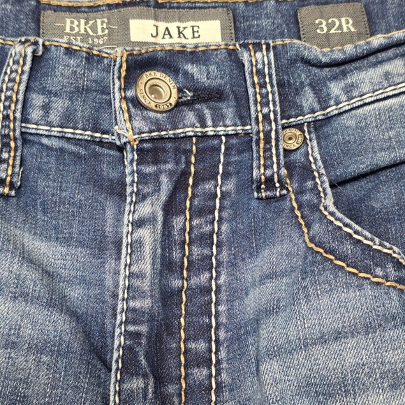 BKE Jake Bootleg Jeans Men 32R Blue Denim Stretch Contrast Stitching - Picture 5 of 9